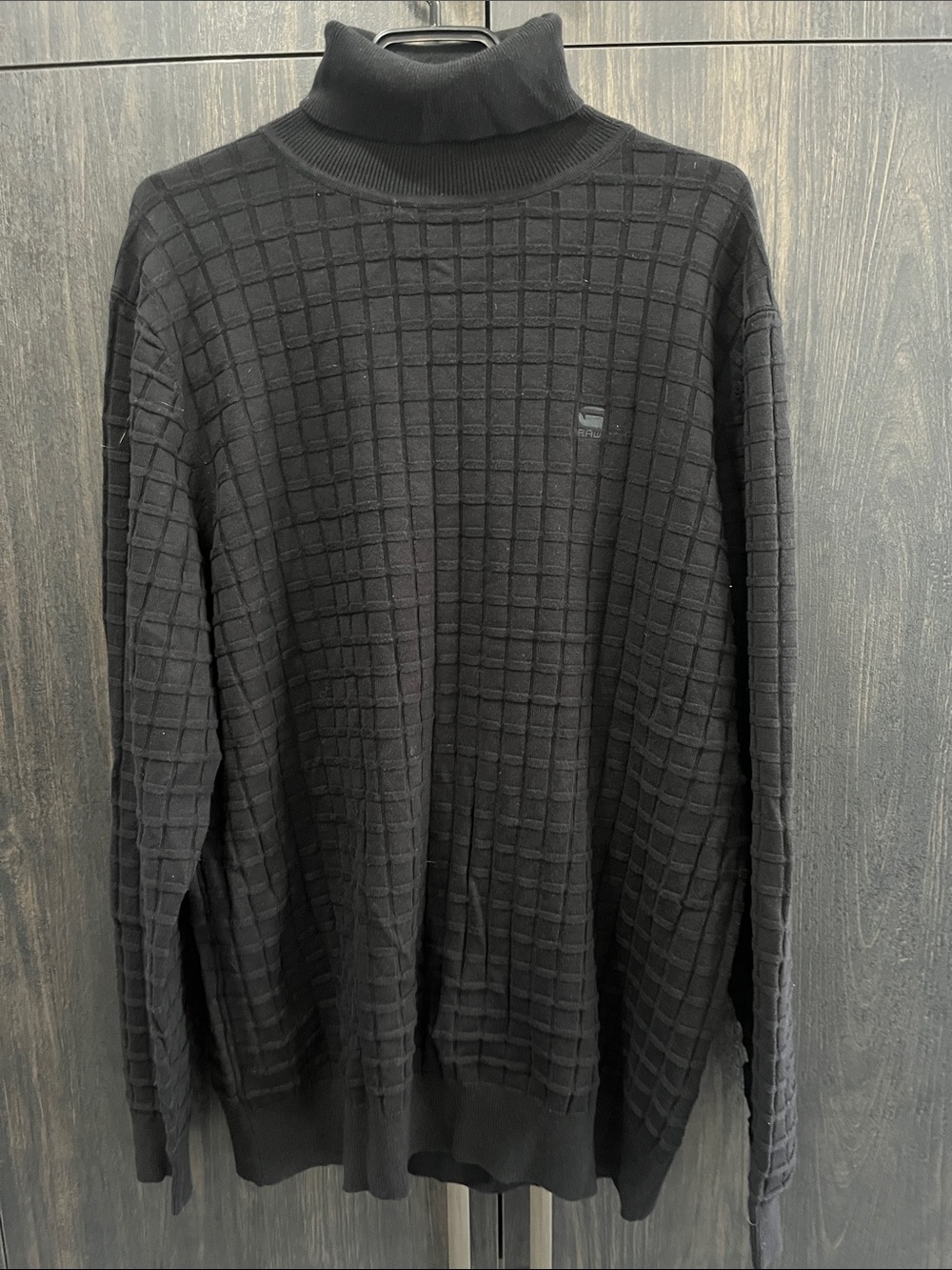 G-Star Black Turtleneck Grid Knit Sweater